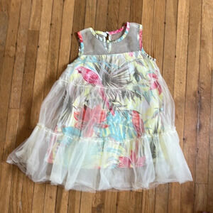 Doe a Dear Toddler Tropical print tulle dress | 3T